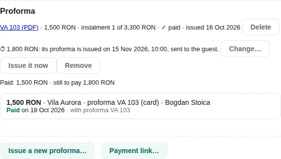 A booking in instalments