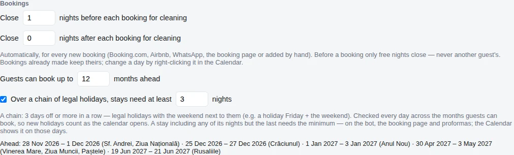 Property & pricing → Bookings