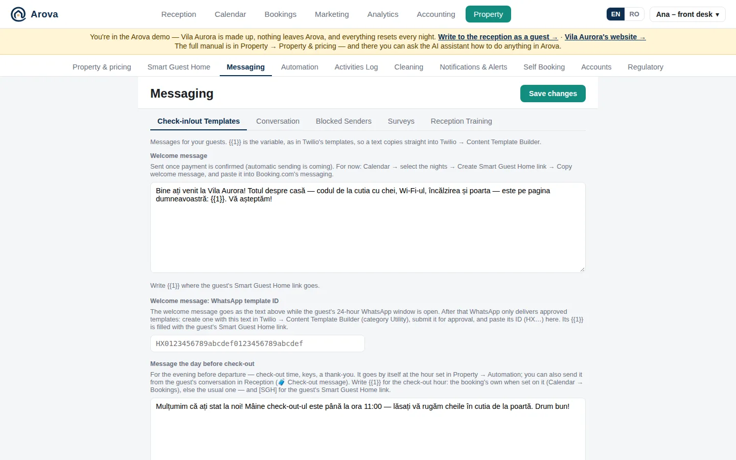 Property → Messaging