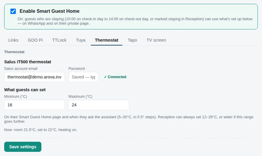 Smart Guest Home → Thermostat