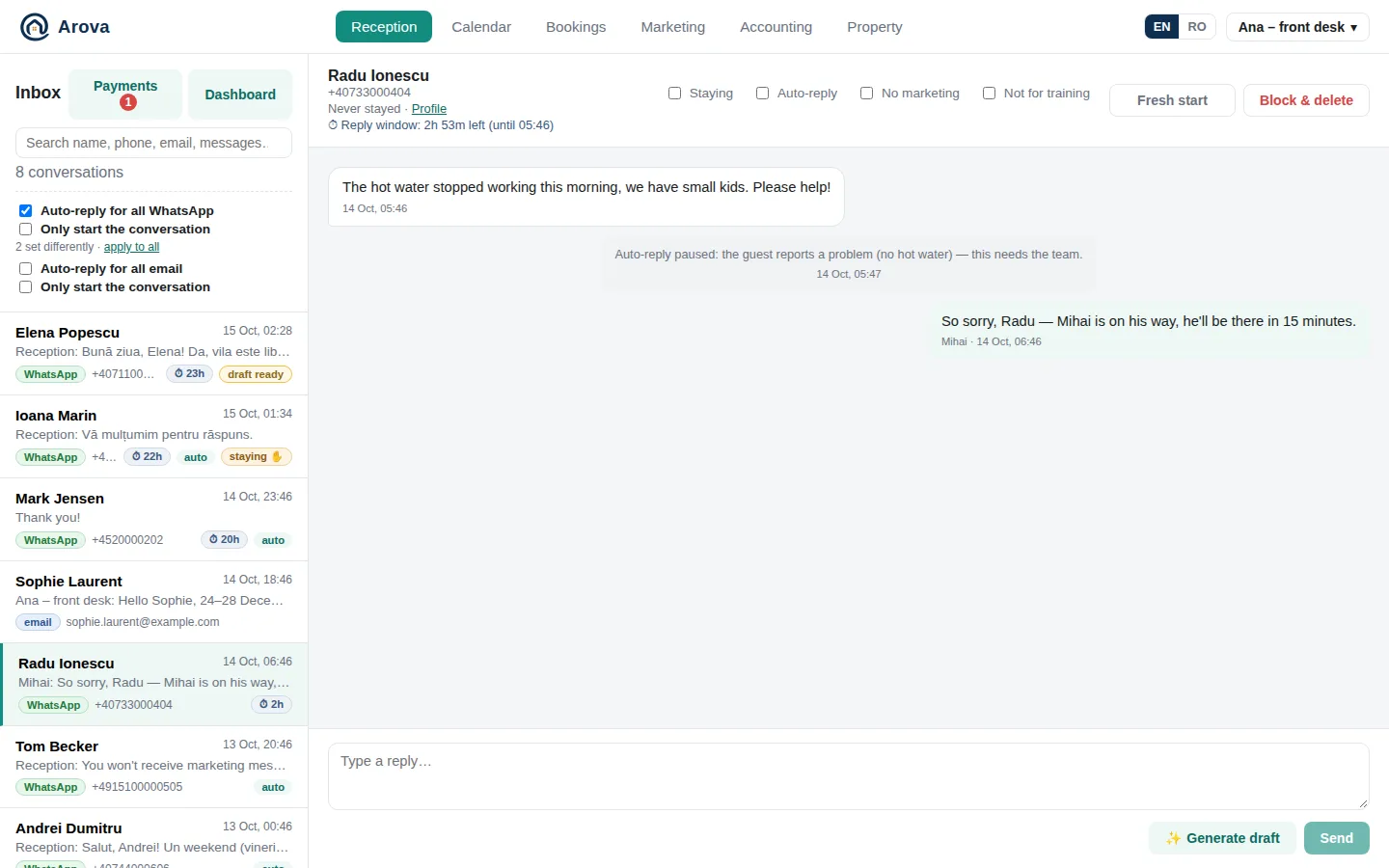 Auto-reply paused for a complaint