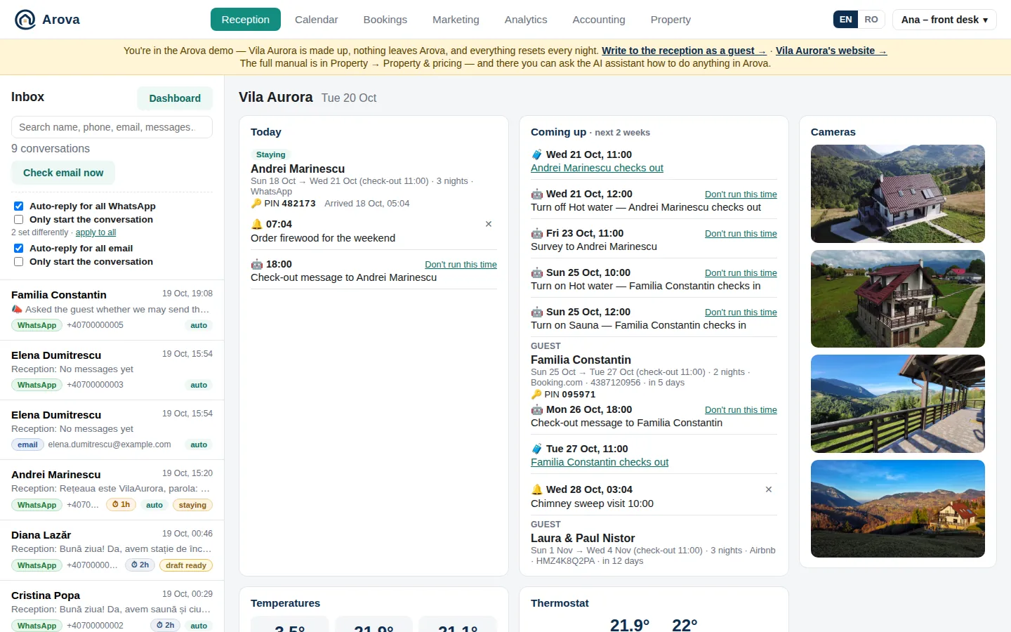 The Dashboard with today's automations