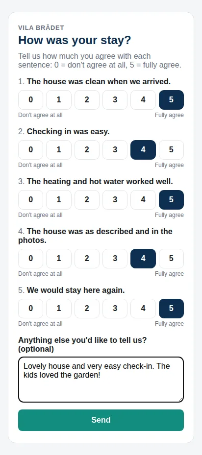 The survey on a phone
